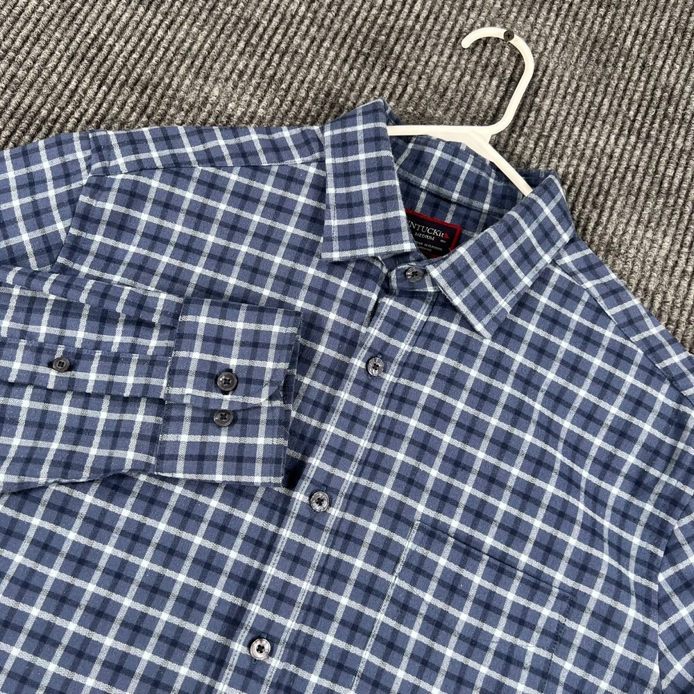 Untuckit Shirt Mens Medium Blue Plaid Long Sleeve Button Up Stretch Casual